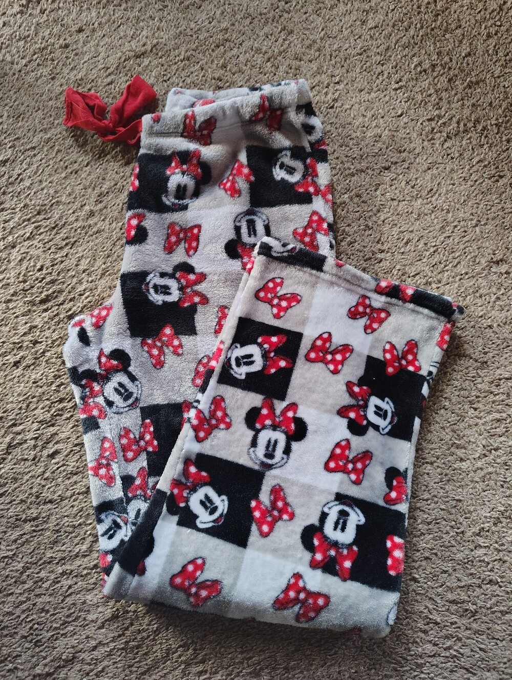 Disney Minnie Mouse Fleece Pajama Pants Bottoms Soft Sz M